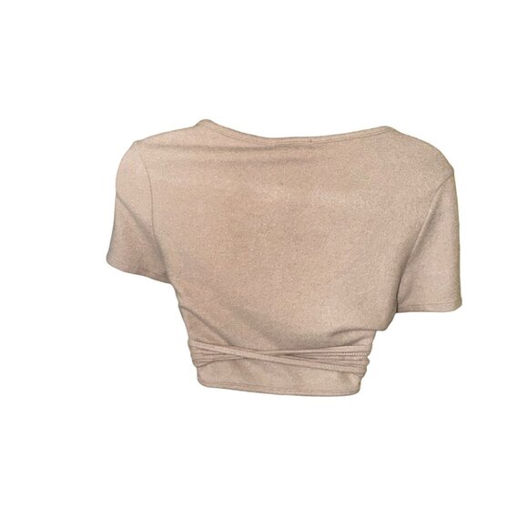 All Tied Up Biker Capri Short Set Mocha Large Fashion Nova Sexy Stretch Wrap Top - Picture 7 of 11